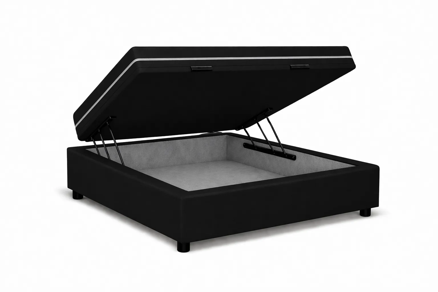 Kit Cama Box Baú + Colchão Mola Bonnel Solteirinho 0,78m - Preto