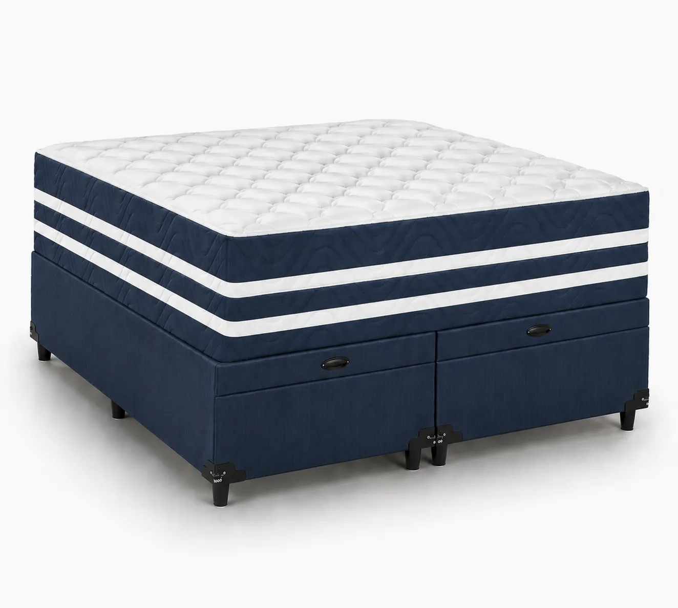 Kit Cama Box Baú + Colchão Mola Ensacada Solteirão 0,96m - Azul foto 2