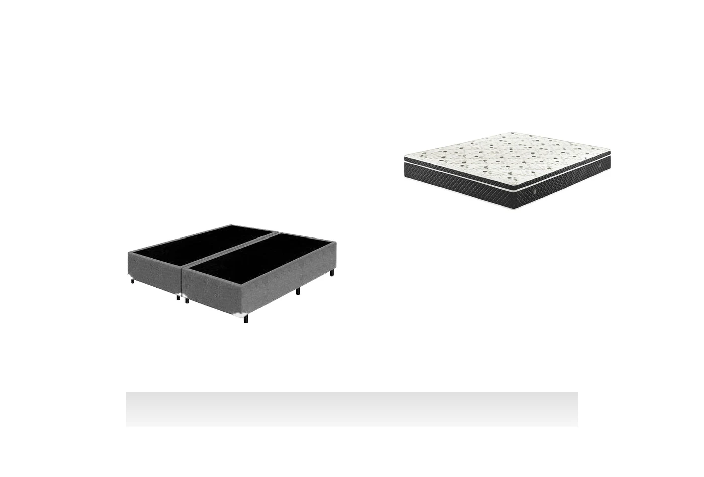 Kit Cama Box + Colchão Mola Bonnel Casal 1,38m - Cinza