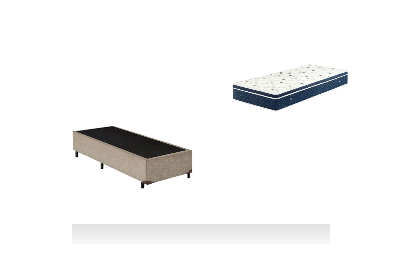 Kit Cama Box + Colchão Mola Bonnel Solteirão 0,96m - Azul