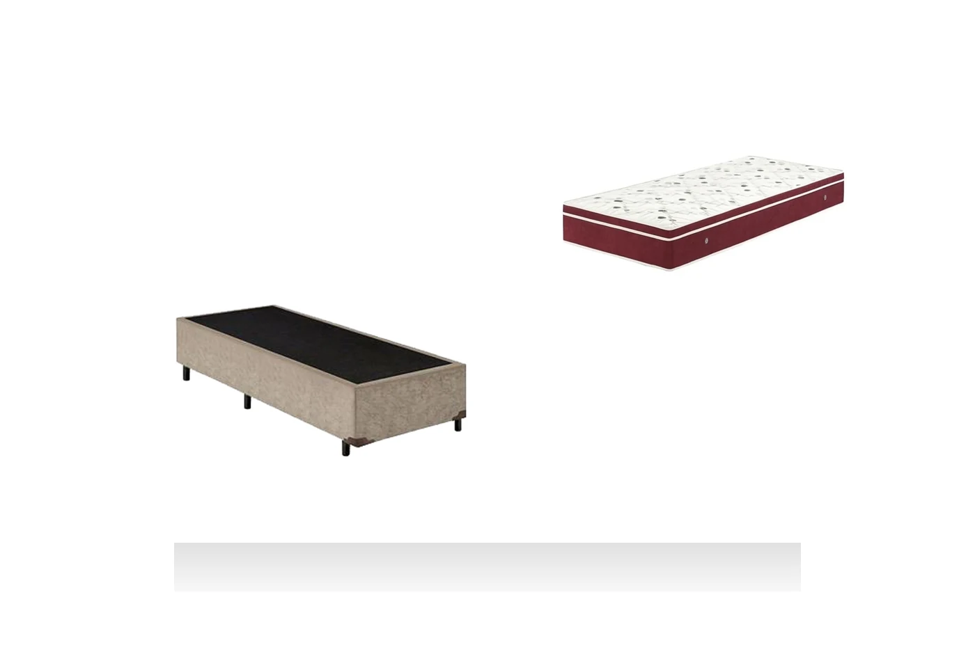 Kit Cama Box + Colchão Mola Bonnel Viúva 1,28m - Vinho