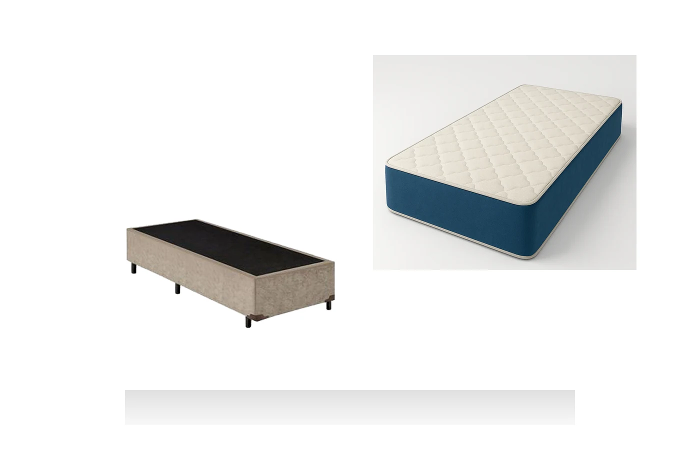 Kit Cama Box + Colchão D45 Solteirão 0,96m - Azul