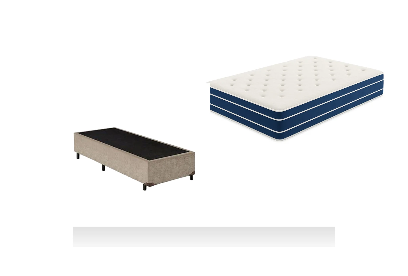 Kit Cama Box + Colchão Mola Ensacada Solteirão 0,96m - Azul