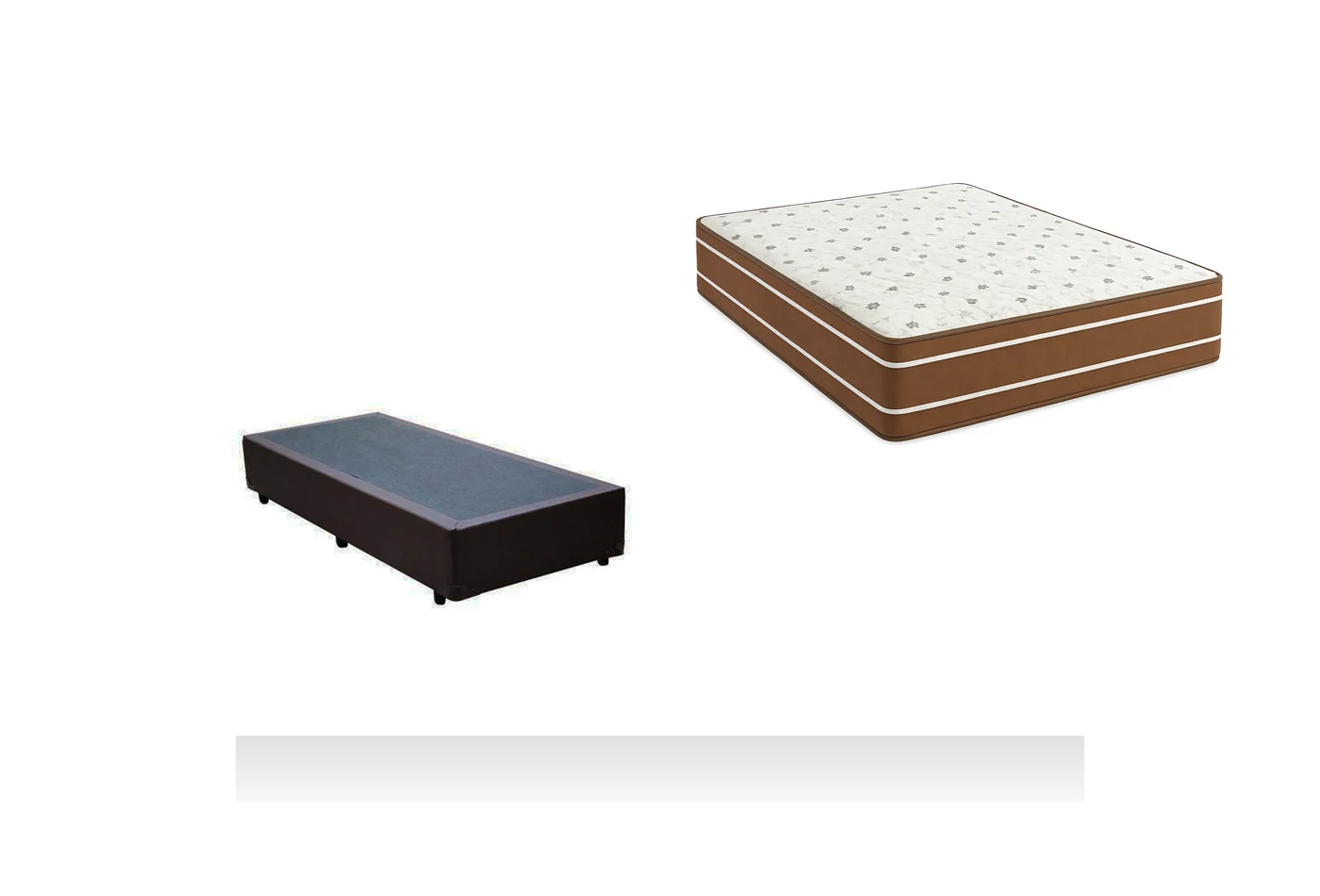 Kit Cama Box + Colchão Mola Ensacada Solteiro 0,88m - Marrom