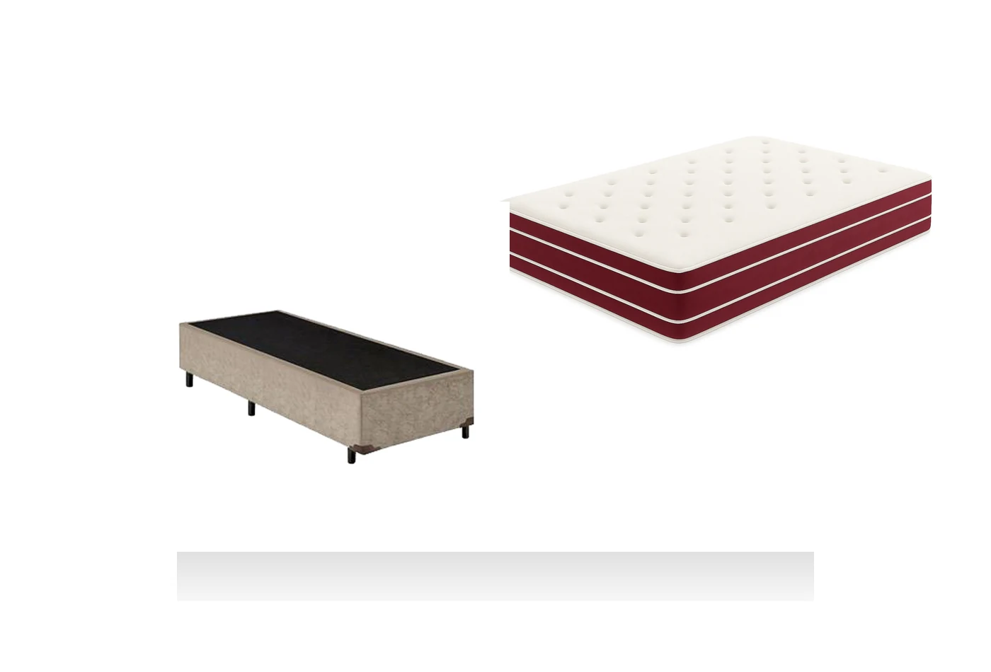 Kit Cama Box + Colchão Mola Ensacada Viúva 1,28m - Vinho