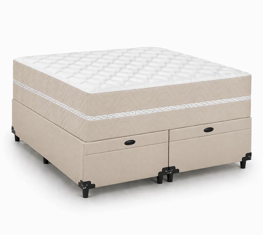 Kit Cama Box Baú + Colchão Mola Bonnel Queen 1,58m - Bege foto 2