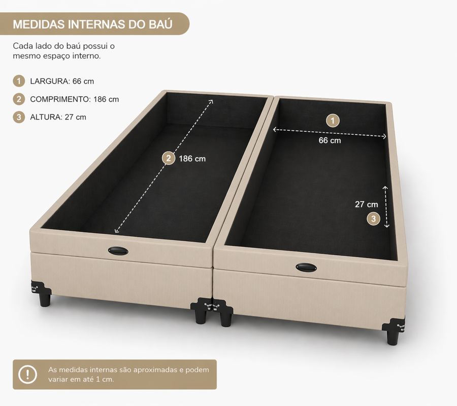 Kit Cama Box Baú + Colchão Mola Bonnel Queen 1,58m - Bege foto 3