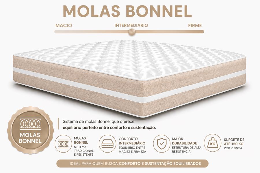 Kit Cama Box Baú + Colchão Mola Bonnel Queen 1,58m - Bege foto 4