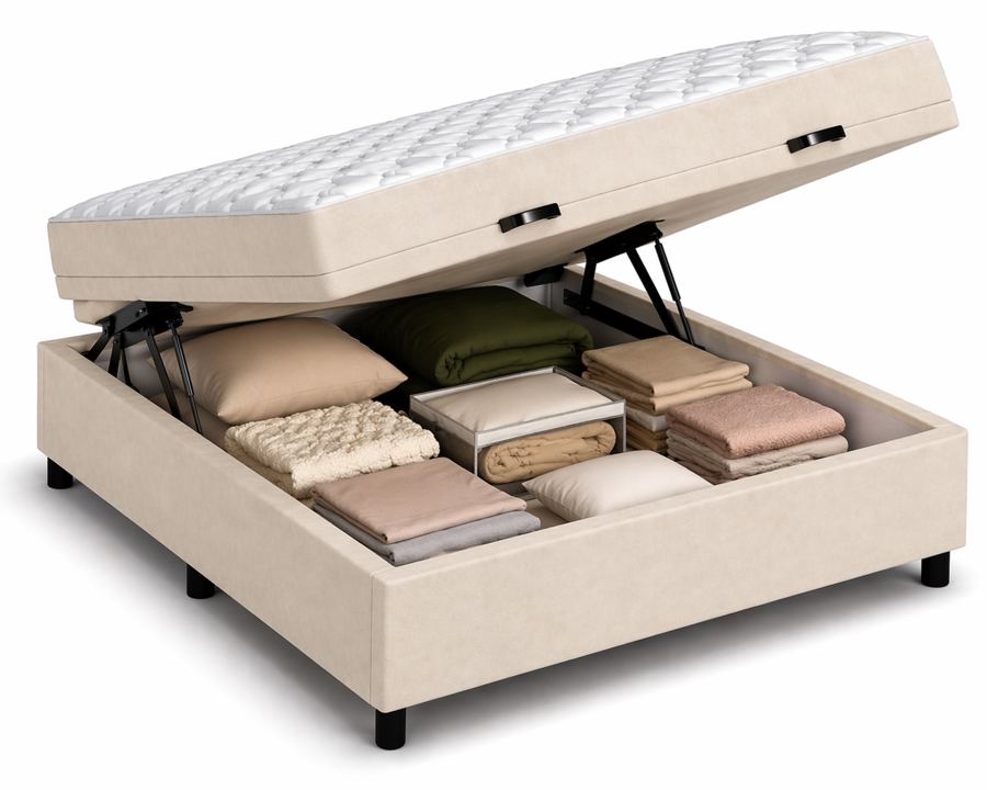 Kit Cama Box Baú + Colchão D45 Queen 1,58m - Bege